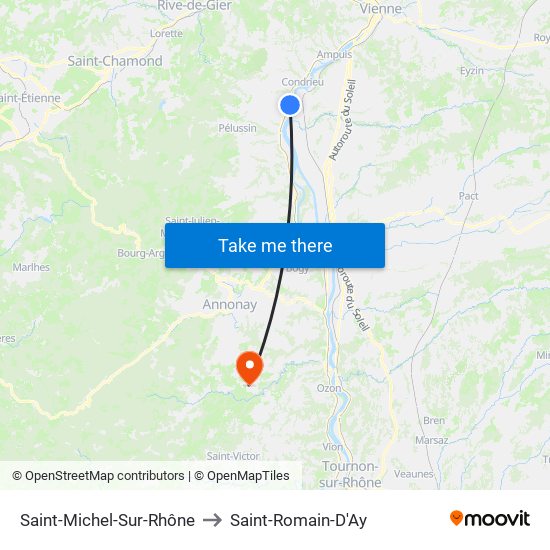 Saint-Michel-Sur-Rhône to Saint-Romain-D'Ay map