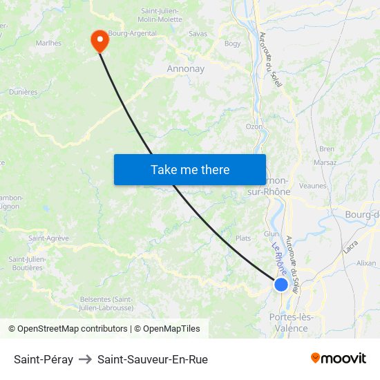 Saint-Péray to Saint-Sauveur-En-Rue map