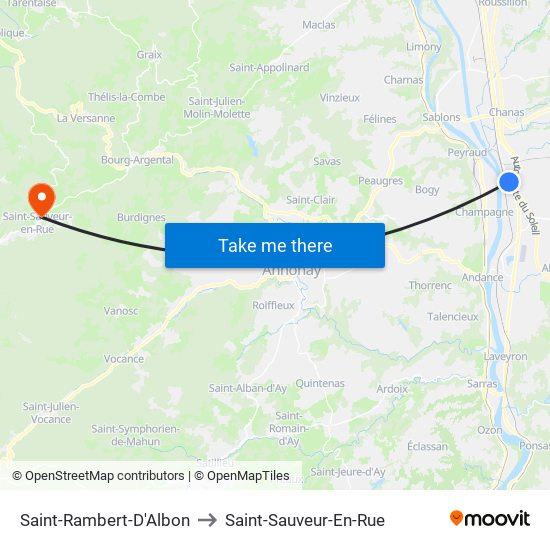 Saint-Rambert-D'Albon to Saint-Sauveur-En-Rue map