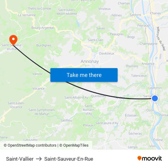 Saint-Vallier to Saint-Sauveur-En-Rue map