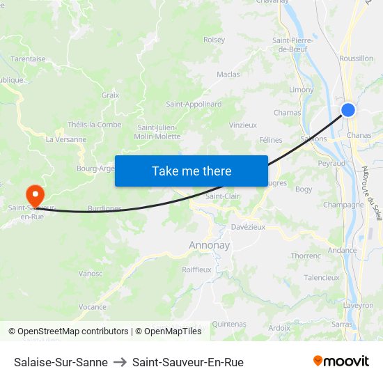 Salaise-Sur-Sanne to Saint-Sauveur-En-Rue map