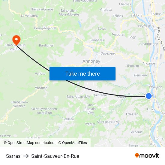 Sarras to Saint-Sauveur-En-Rue map