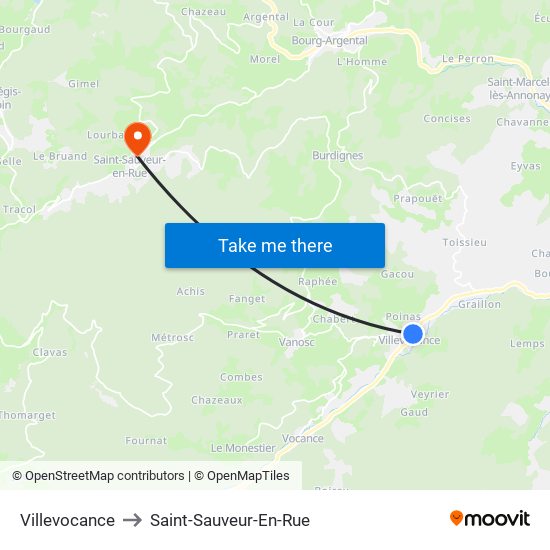 Villevocance to Saint-Sauveur-En-Rue map