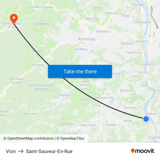 Vion to Saint-Sauveur-En-Rue map