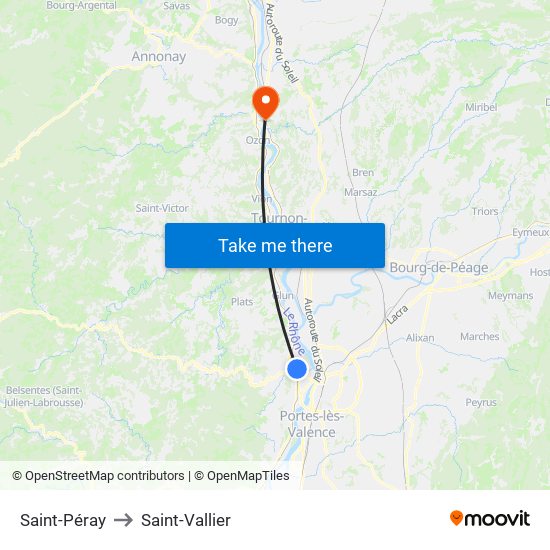 Saint-Péray to Saint-Vallier map