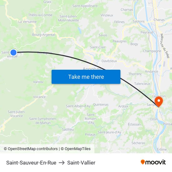 Saint-Sauveur-En-Rue to Saint-Vallier map