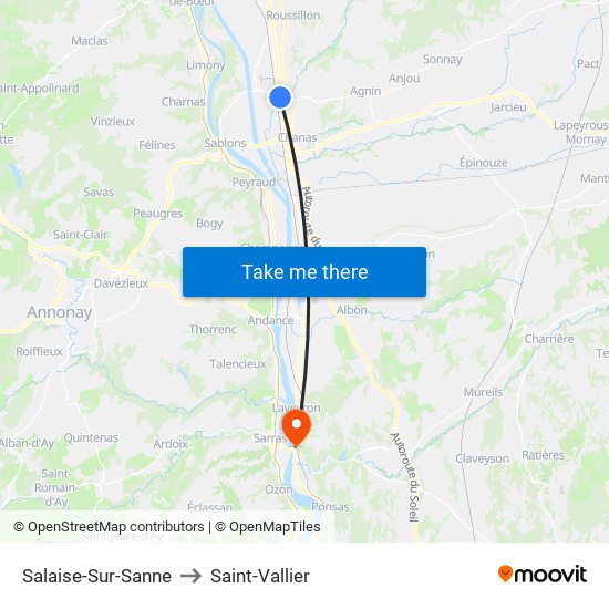 Salaise-Sur-Sanne to Saint-Vallier map