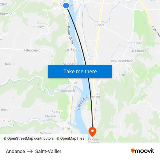 Andance to Saint-Vallier map