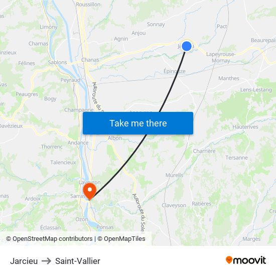 Jarcieu to Saint-Vallier map