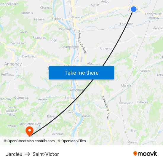 Jarcieu to Saint-Victor map