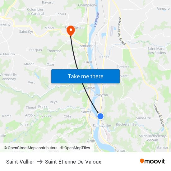 Saint-Vallier to Saint-Étienne-De-Valoux map