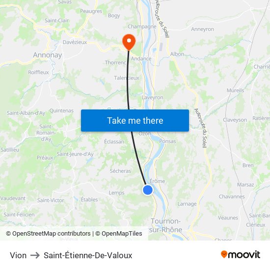 Vion to Saint-Étienne-De-Valoux map