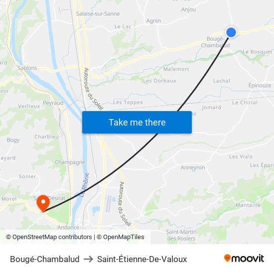 Bougé-Chambalud to Saint-Étienne-De-Valoux map