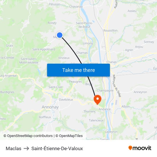 Maclas to Saint-Étienne-De-Valoux map