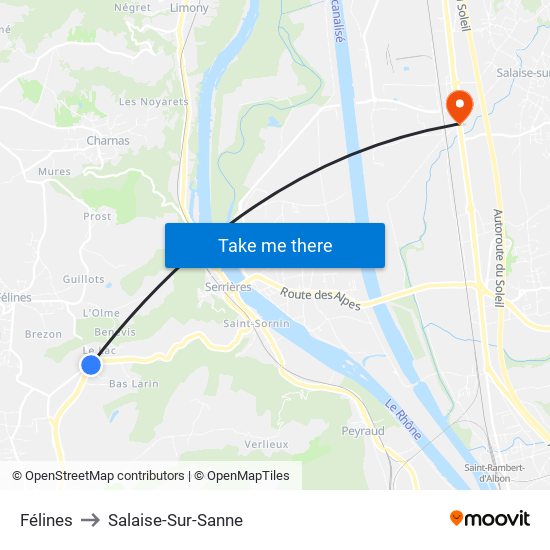 Félines to Salaise-Sur-Sanne map