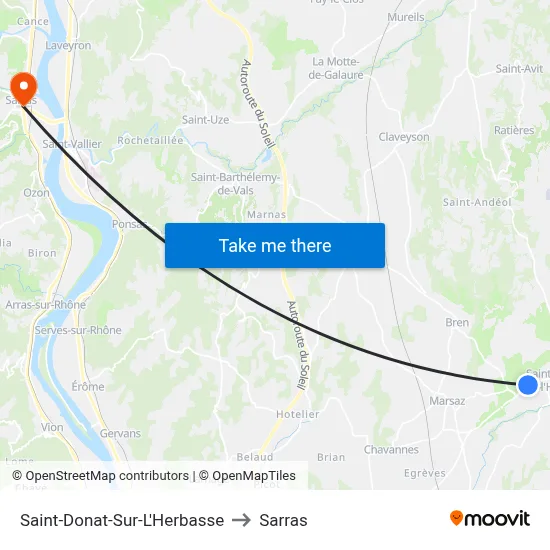 Saint-Donat-Sur-L'Herbasse to Sarras map