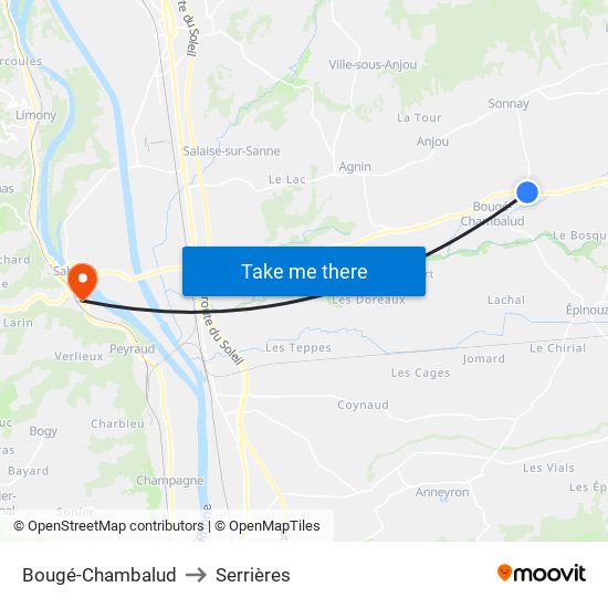 Bougé-Chambalud to Serrières map