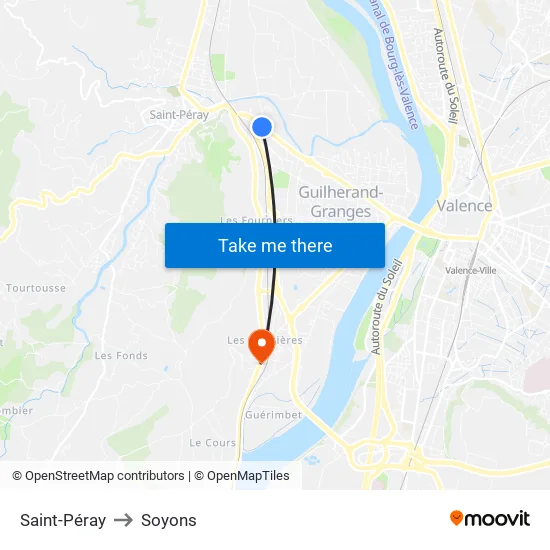Saint-Péray to Soyons map