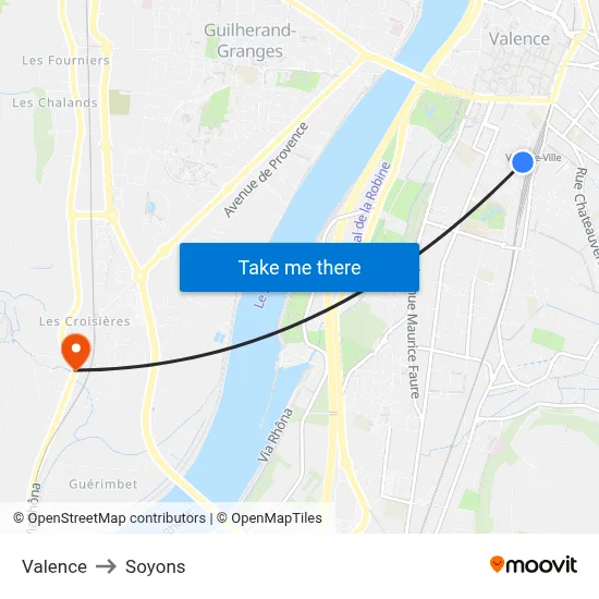 Valence to Soyons map
