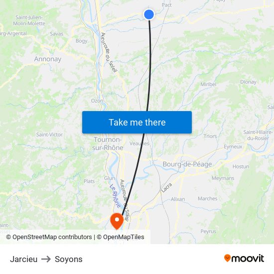 Jarcieu to Soyons map