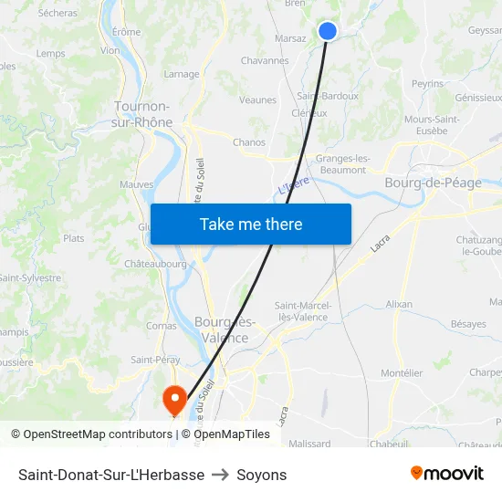 Saint-Donat-Sur-L'Herbasse to Soyons map