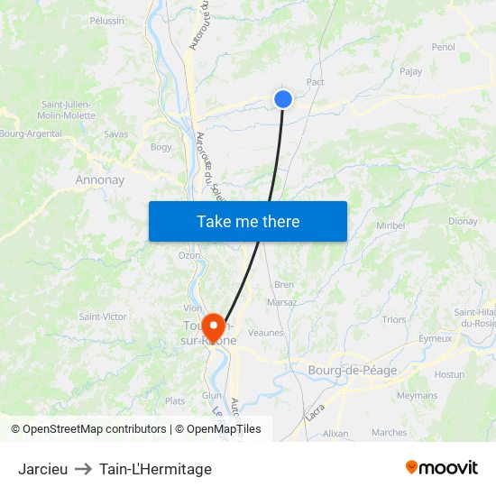 Jarcieu to Tain-L'Hermitage map