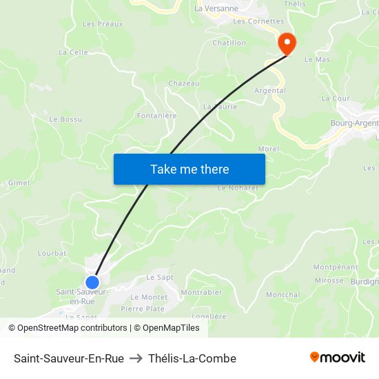 Saint-Sauveur-En-Rue to Thélis-La-Combe map