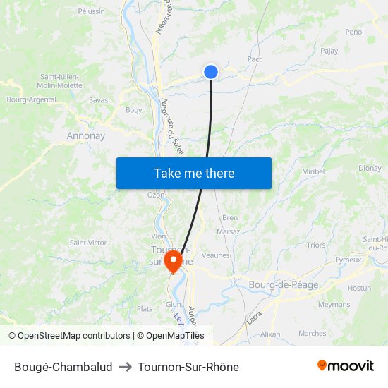 Bougé-Chambalud to Tournon-Sur-Rhône map