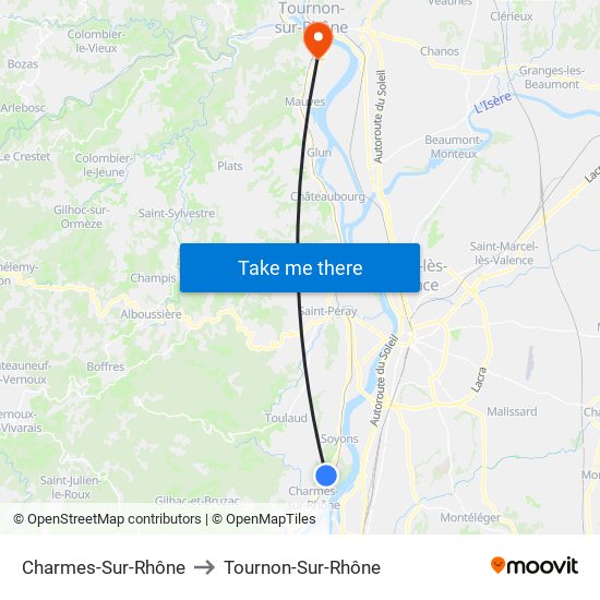 Charmes-Sur-Rhône to Tournon-Sur-Rhône map