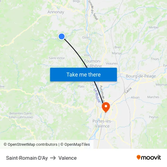 Saint-Romain-D'Ay to Valence map