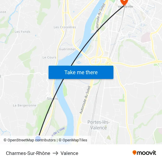 Charmes-Sur-Rhône to Valence map