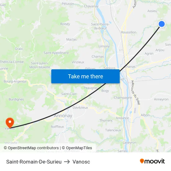 Saint-Romain-De-Surieu to Vanosc map