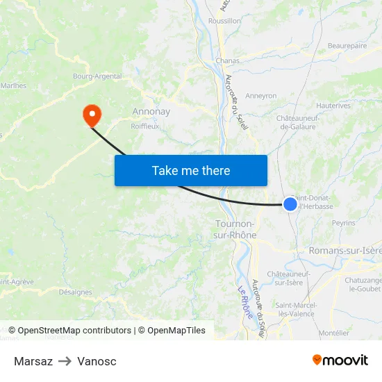 Marsaz to Vanosc map