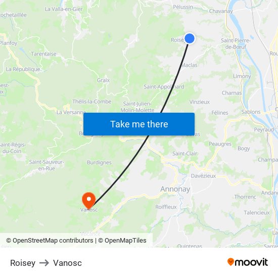 Roisey to Vanosc map