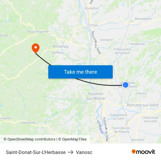 Saint-Donat-Sur-L'Herbasse to Vanosc map