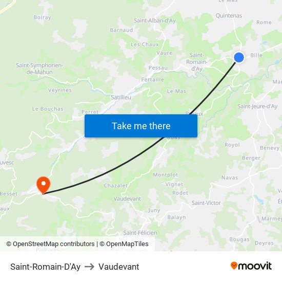 Saint-Romain-D'Ay to Vaudevant map