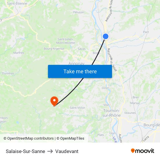 Salaise-Sur-Sanne to Vaudevant map