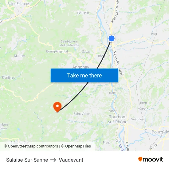 Salaise-Sur-Sanne to Vaudevant map