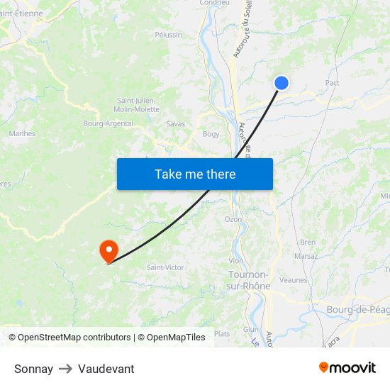 Sonnay to Vaudevant map