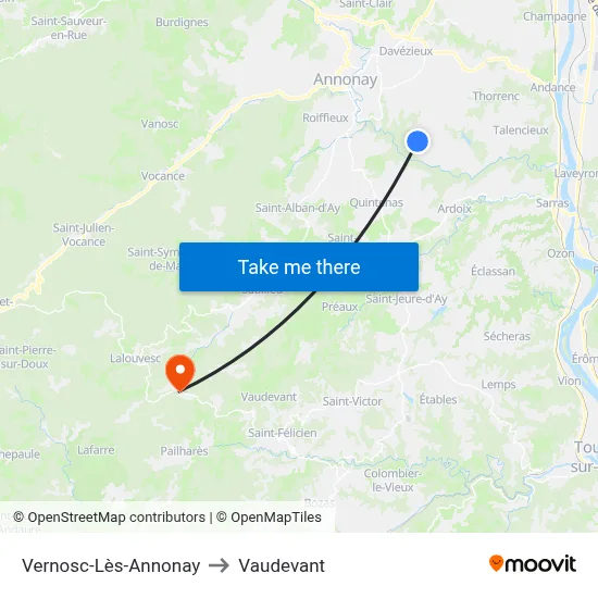 Vernosc-Lès-Annonay to Vaudevant map