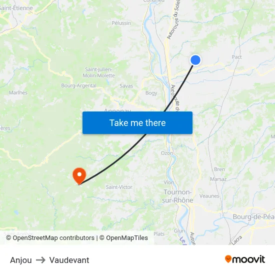 Anjou to Vaudevant map