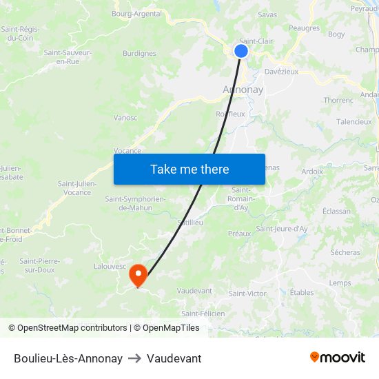 Boulieu-Lès-Annonay to Vaudevant map