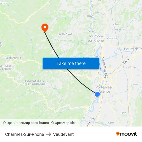 Charmes-Sur-Rhône to Vaudevant map