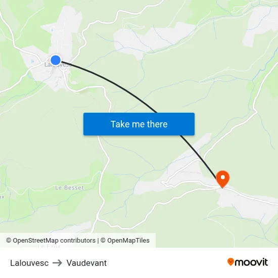 Lalouvesc to Vaudevant map