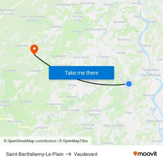 Saint-Barthélemy-Le-Plain to Vaudevant map
