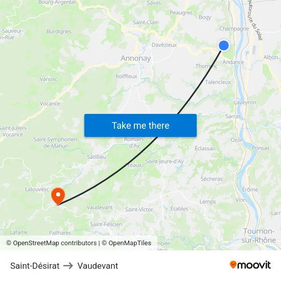Saint-Désirat to Vaudevant map