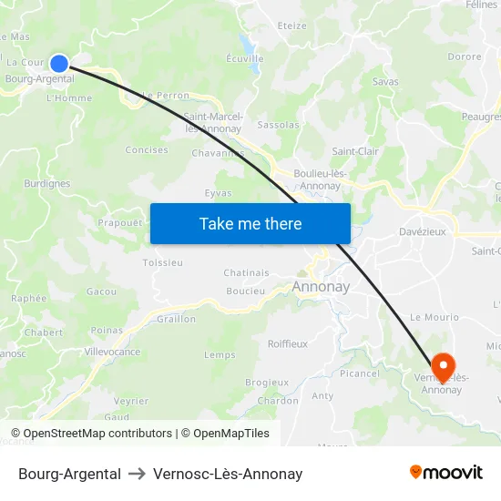 Bourg-Argental to Vernosc-Lès-Annonay map