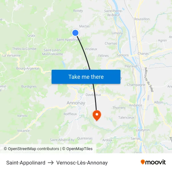 Saint-Appolinard to Vernosc-Lès-Annonay map
