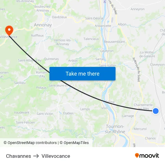 Chavannes to Villevocance map