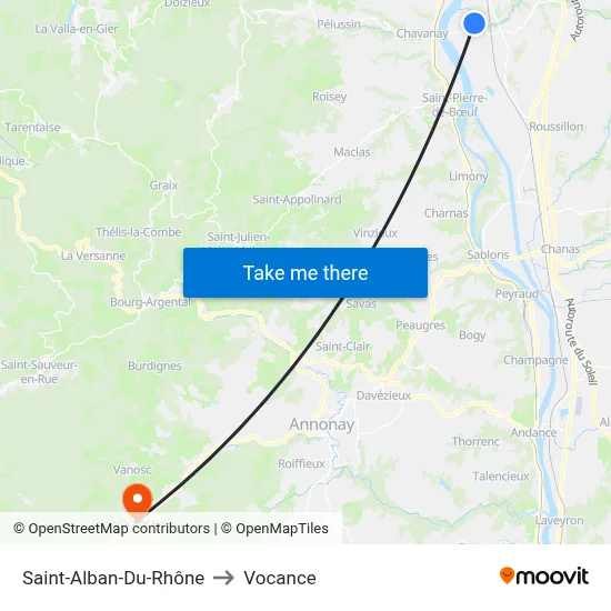 Saint-Alban-Du-Rhône to Vocance map